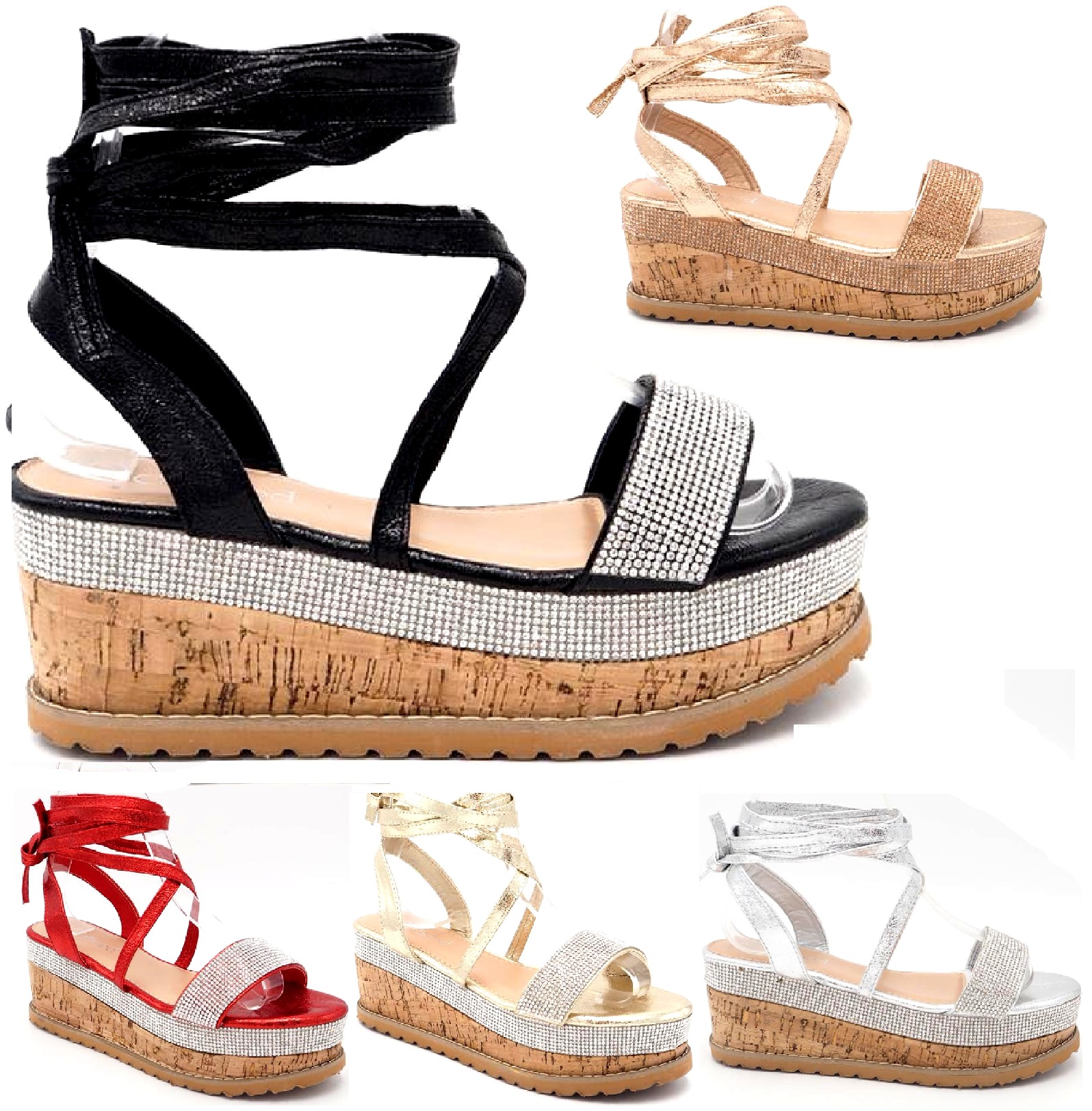 Detalles de Mujer Alpargatas Plataforma con Cordones Pedrería Plataforma Sandalias de Verano Detalles de Mujer Alpargatas Plataforma con Cordones Pedrería Plataforma Sandalias de Verano